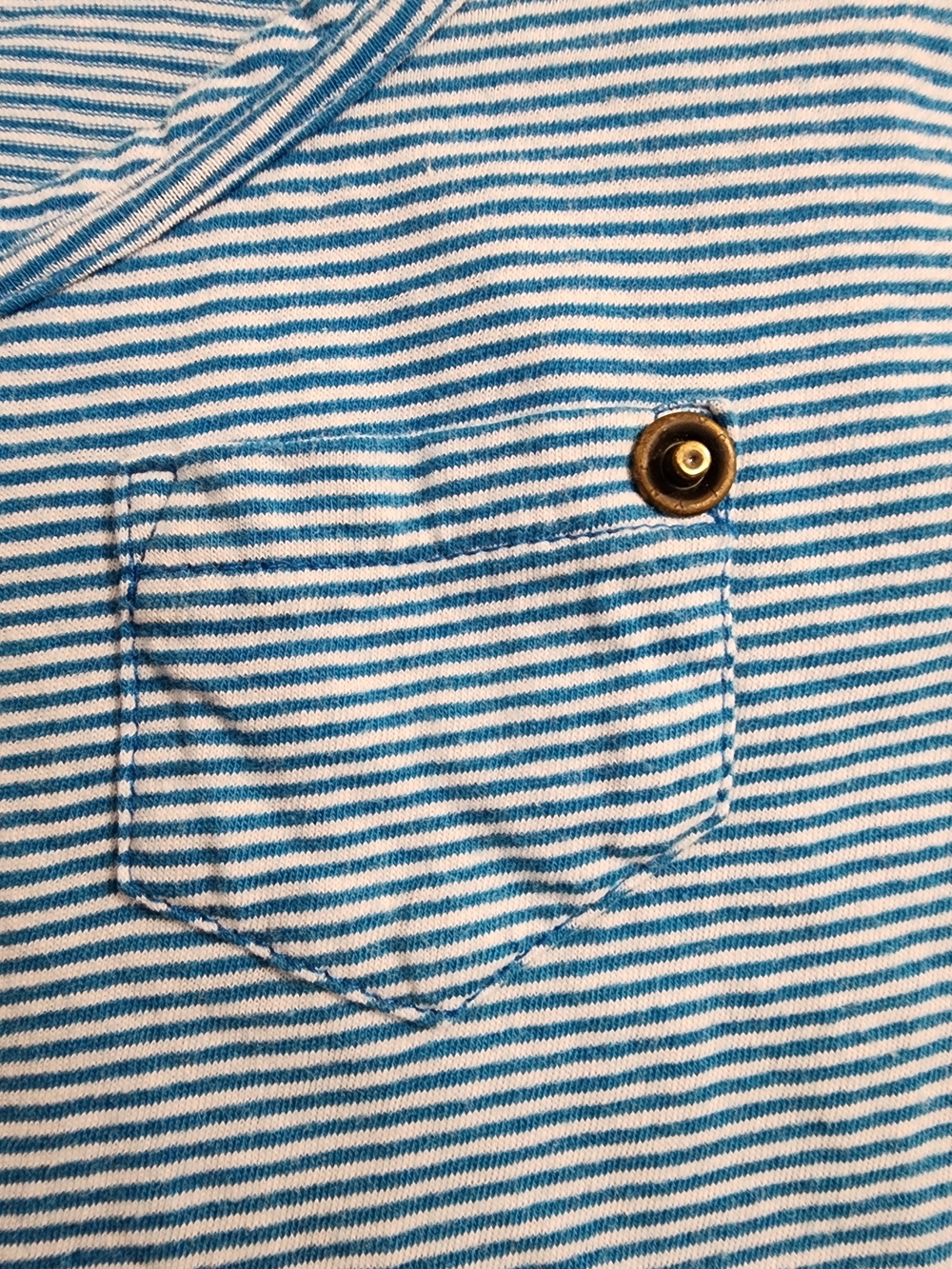 Style & Co Blue White Striped Roll Tab Henley Top XL Coastal Cotton - Picture 10 of 11